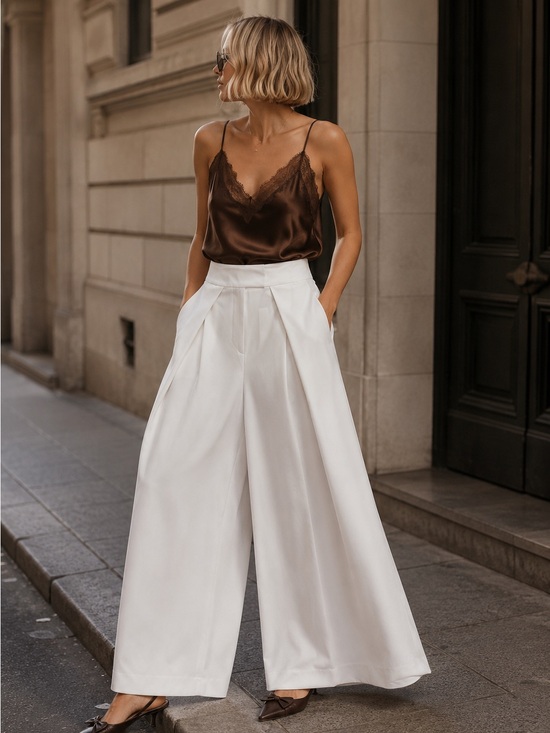 Zara Pants - Zara NWT White Extra Wide Leg Dress Pants High Rise Tailored S